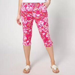 Belle by Kim Gravel Perfect Pique Fresh Picked Capri Floral Pink Size 2X